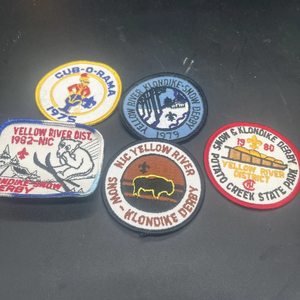 Vintage 1970s-80s Boy Scout Patch Lot (5) Yellow River District Klondike Derby - Picture 1 of 16